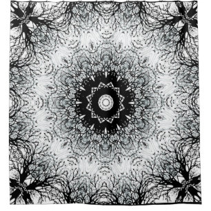 Seamless mandala kaleidoscope tile black grey whit