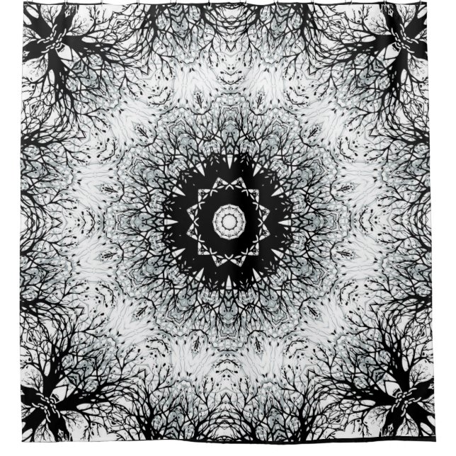 Seamless mandala kaleidoscope tile black grey whit (Front)