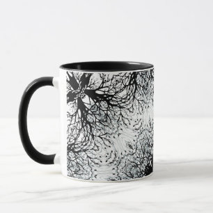 Seamless mandala kaleidoscope tile grey pattern o mug