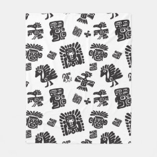 Seamless maya pattern. Black and white ethnic elem Fleece Blanket