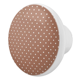 Seamless medium brown polka dot pattern ceramic knob