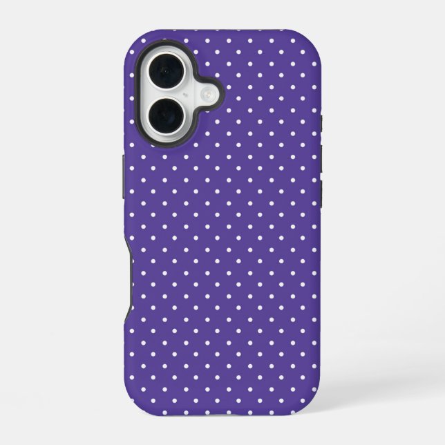 Seamless  medium purple polka dot pattern iPhone 16 case (Back)