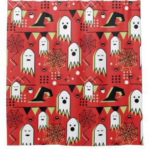 Seamless memphis geometric of ghost for halloween