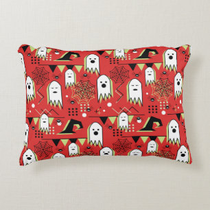Seamless memphis geometric of ghost for halloween accent pillow