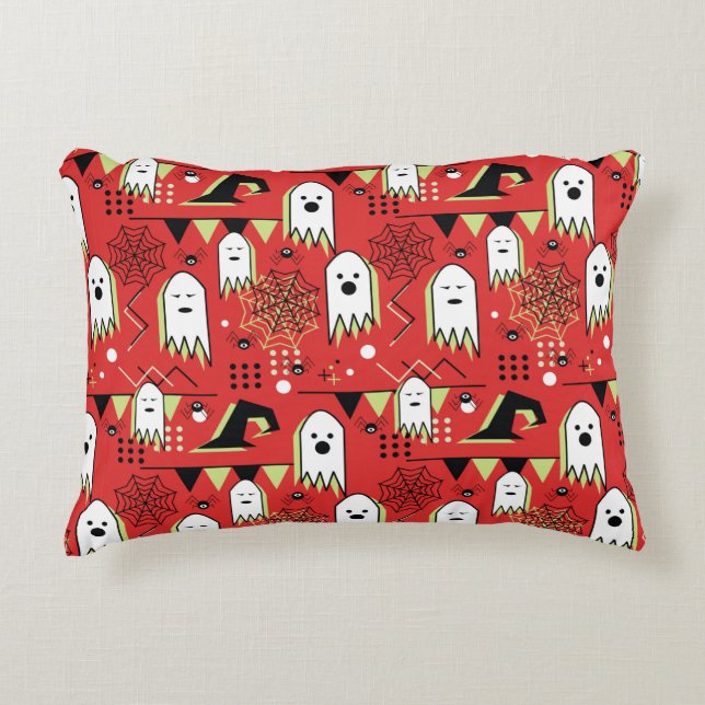 Seamless memphis geometric of ghost for halloween  accent pillow (Front)