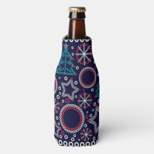 Seamless Merry Christmas ornamental decor tree sno Bottle Cooler