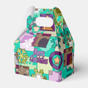 Seamless Merry Christmas Snowflake dark green colo Favor Box