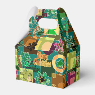 Seamless Merry Christmas Snowflake dark green colo Favor Box