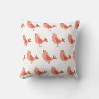 Seamless minimalist vector pattern of funny birds  throw pillow