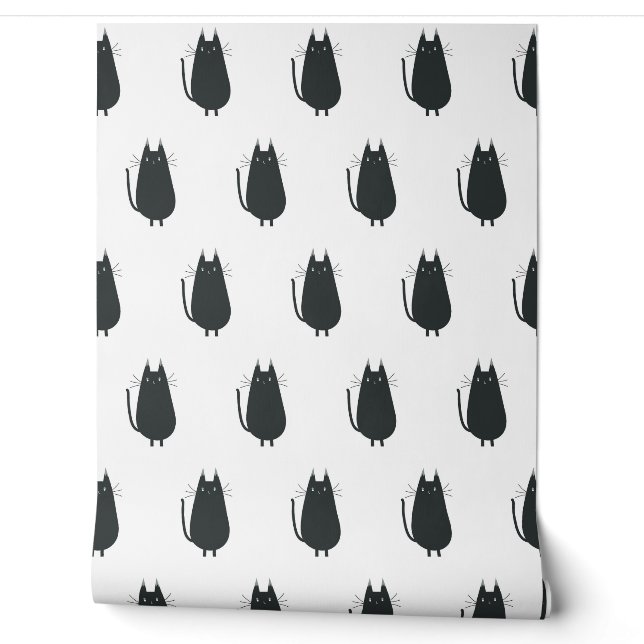 Seamless minimalist vector pattern of funny black  wallpaper (Unrolling)