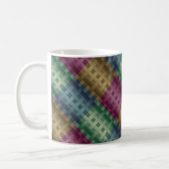 Seamless modern abstract lined striped multicolor coffee mug (Left)