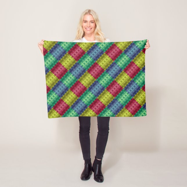 Seamless modern abstract lined striped multicolor fleece blanket (In Situ)