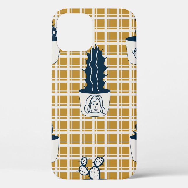 Seamless modern pattern with potted cacti, cute fa Case-Mate iPhone case (Back)