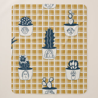 Seamless modern pattern with potted cacti, cute fa sherpa blanket