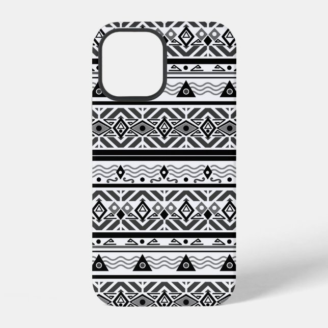 Seamless monochrome folk ethno pattern background iPhone case (Back)