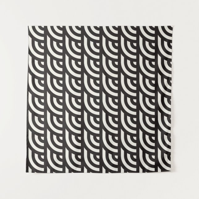 Seamless monochrome geometric pattern. Abstract st Tapestry (Front)