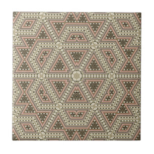 Seamless mosaic abstract kaleidoscope beige triang tile