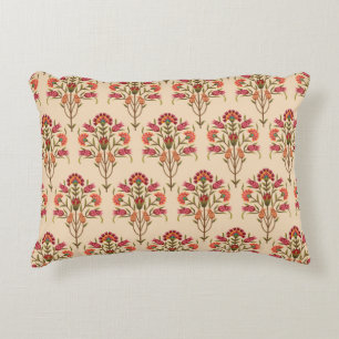 seamless mughal flower pattern design cream backgr accent pillow