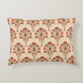 seamless mughal flower pattern design cream backgr accent pillow