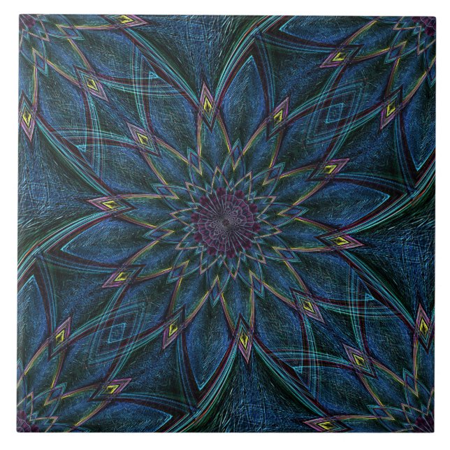 Seamless Multi Colour Teal Decorative Ceramic Tile (Front)