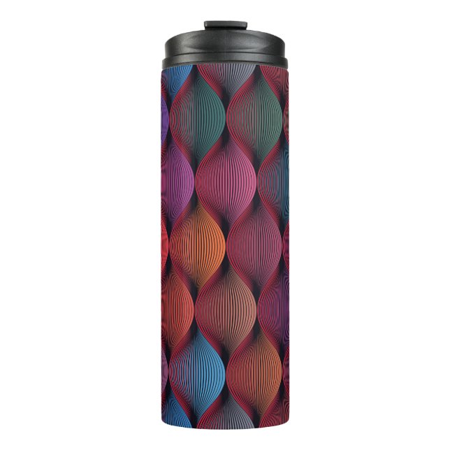 Seamless multicolored wavy pattern thermal tumbler (Front)