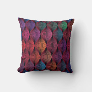 Seamless multicolored wavy pattern throw pillow