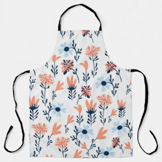 Seamless natural floral pattern, abstract flowers  apron