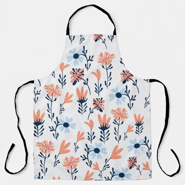 Seamless natural floral pattern, abstract flowers  apron (Front)