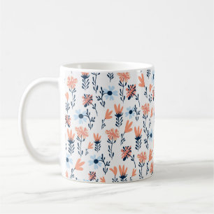 Seamless natural floral pattern, abstract flowers coffee mug
