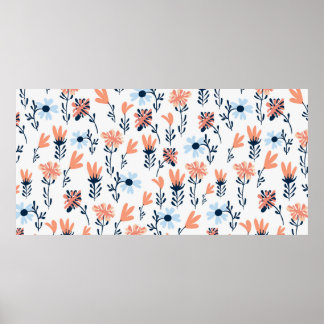 Seamless natural floral pattern, abstract flowers  poster