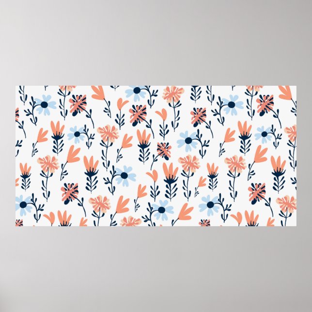 Seamless natural floral pattern, abstract flowers  poster (Front)