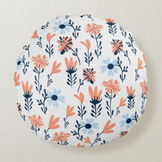Seamless natural floral pattern, abstract flowers  round pillow
