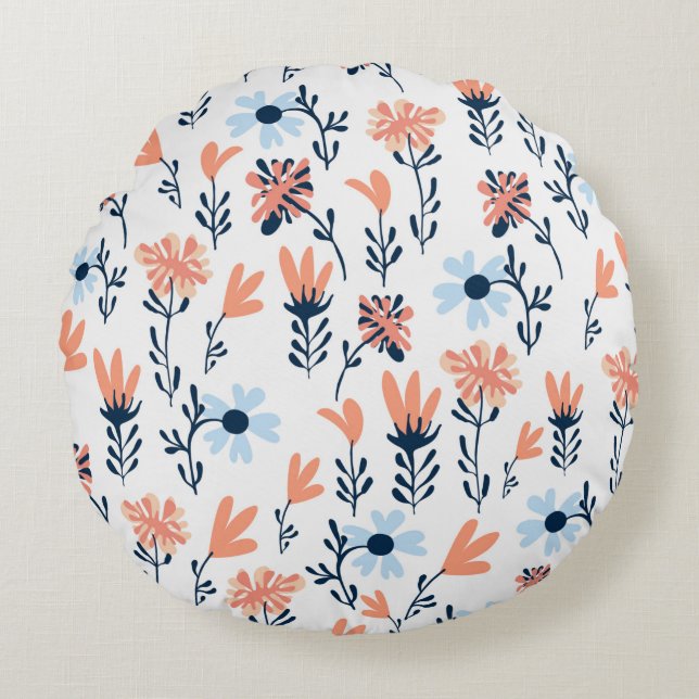 Seamless natural floral pattern, abstract flowers  round pillow (Front)