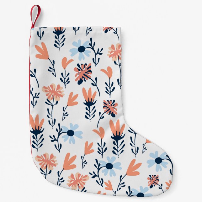 Seamless natural floral pattern, abstract flowers  small christmas stocking (Front)
