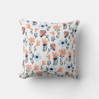 Seamless natural floral pattern, abstract flowers  throw pillow