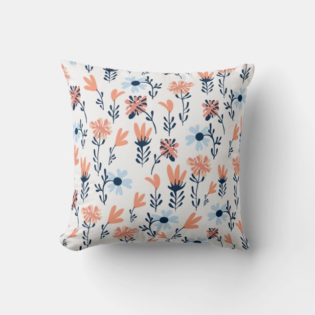 Seamless natural floral pattern, abstract flowers  throw pillow (Front)