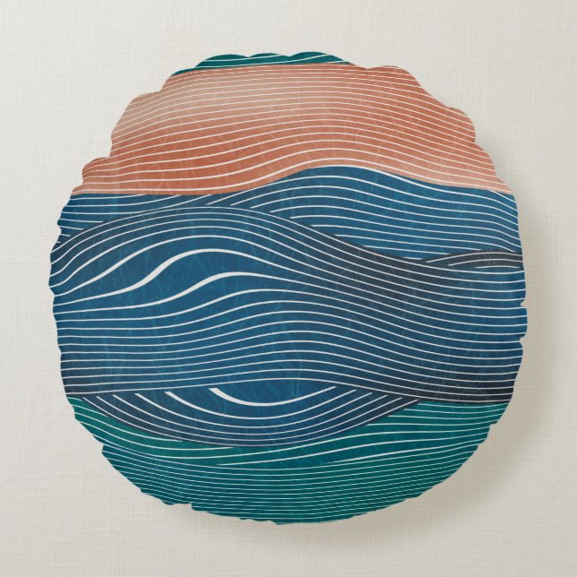 Seamless natural landscape hill pattern. Horizonta Round Pillow (Front)