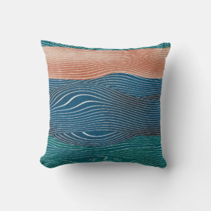 Seamless natural landscape hill pattern. Horizonta Throw Pillow
