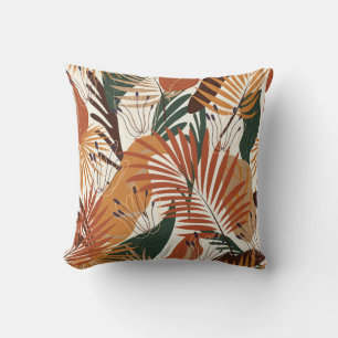 Seamless natural pattern, abstract plants and flow throw pillow