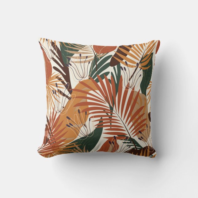 Seamless natural pattern, abstract plants and flow throw pillow (Front)