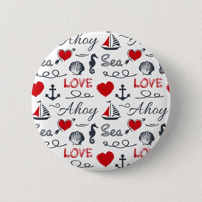 Seamless nautical pattern 2 inch round button (Front)