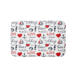 Seamless nautical pattern bath mat