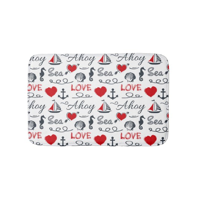 Seamless nautical pattern bath mat (Front)