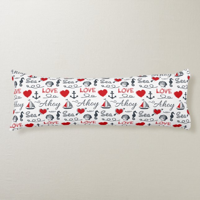 Seamless nautical pattern body pillow (Front)