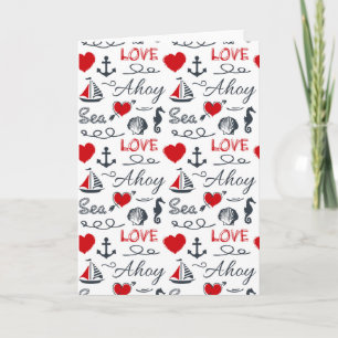 Seamless nautical pattern card