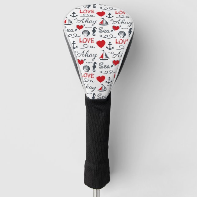 Seamless nautical pattern golf head cover (Front)