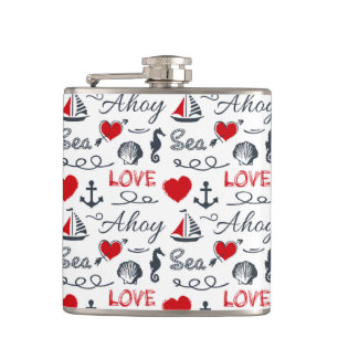 Seamless nautical pattern hip flask