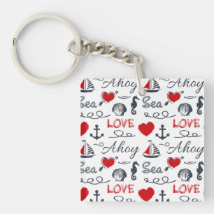 Seamless nautical pattern keychain