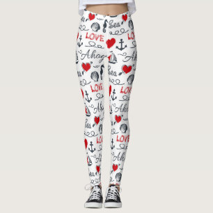Seamless nautical pattern leggings