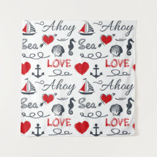 Seamless nautical pattern tapestry